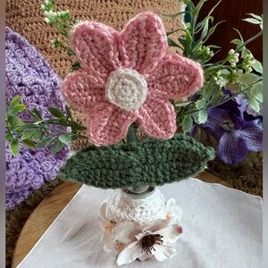 Handcrafted Pink Crochet Flower Accent
